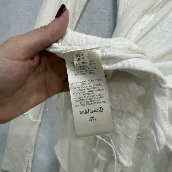 We The Free Shirt Womens Medium White Asymmetrical Linen Blend Boho Long Sleeve - Picture 9 of 12